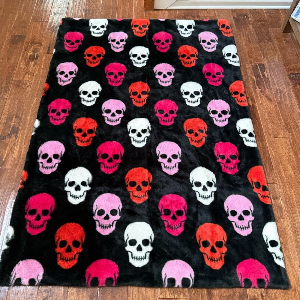 Colorful Skull Faux Fur Blanket